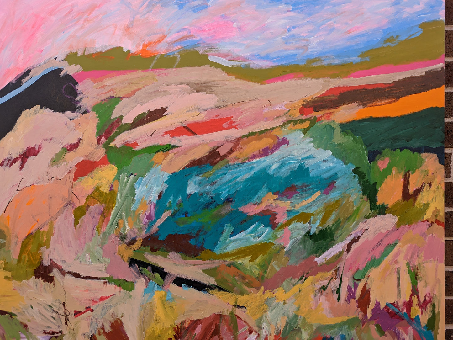 I am Fearless & Therefore Powerful painting showing brush strokes