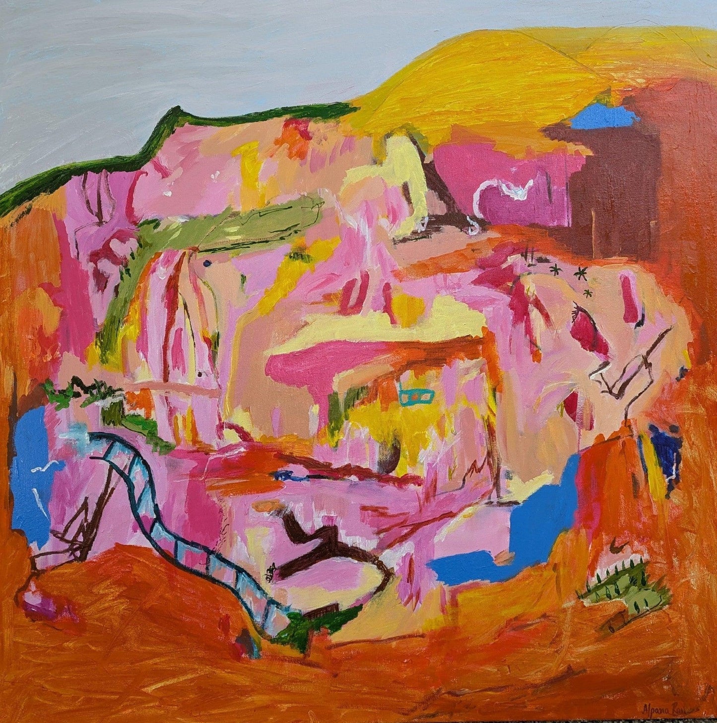 "A Glimpse Of Peace" Original Abstract Landscape By Alpana Rai - Alpana Rai Arts
