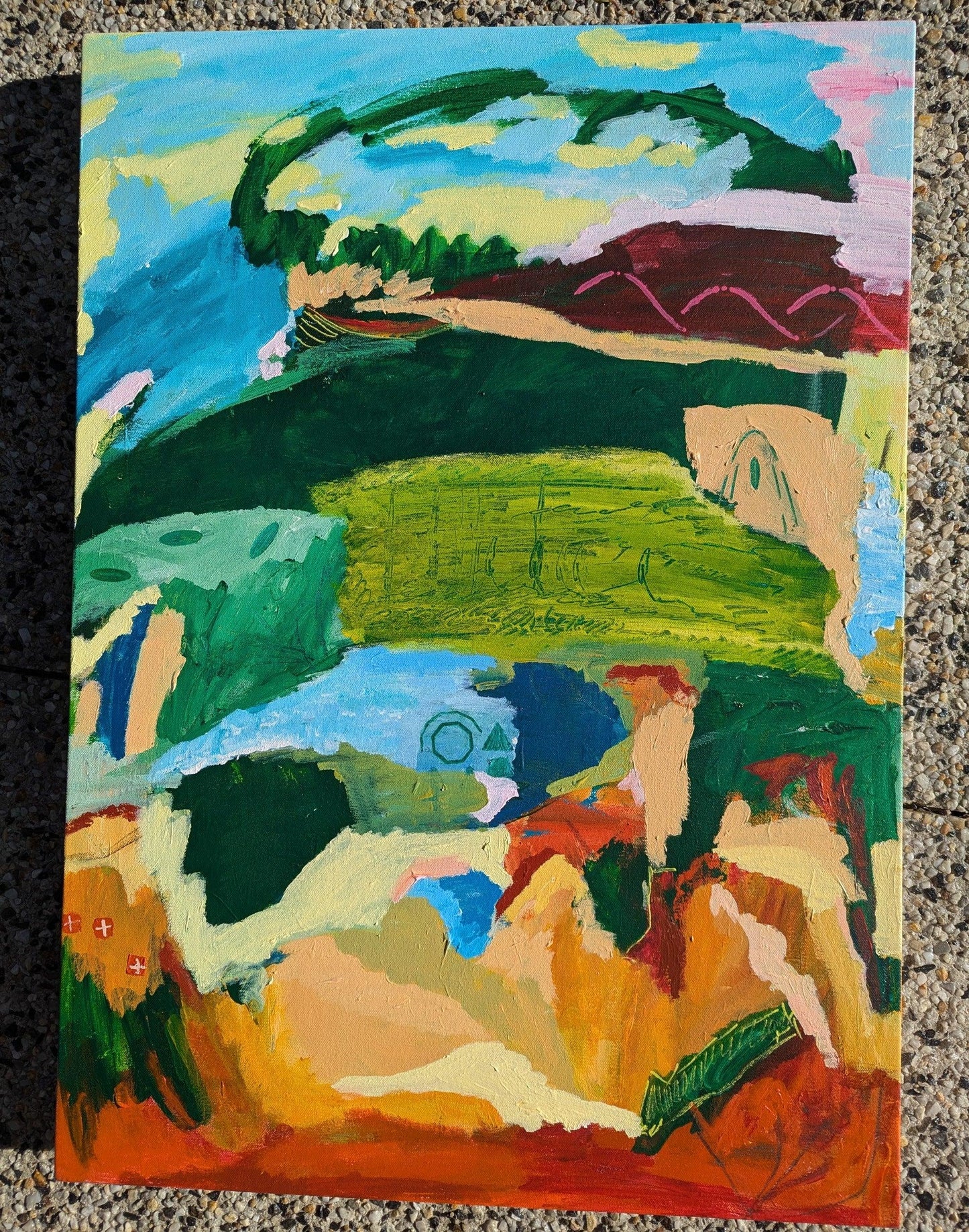 “The Land Remembers” Original Abstract Landscape painting by Alpana Rai