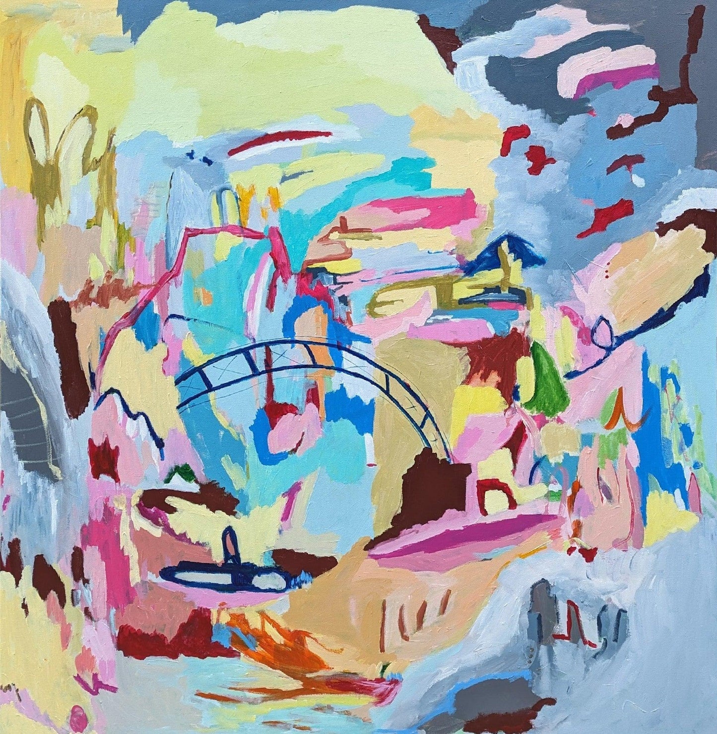 Blue grey Bold Abstract Lanscape By Alpana Rai