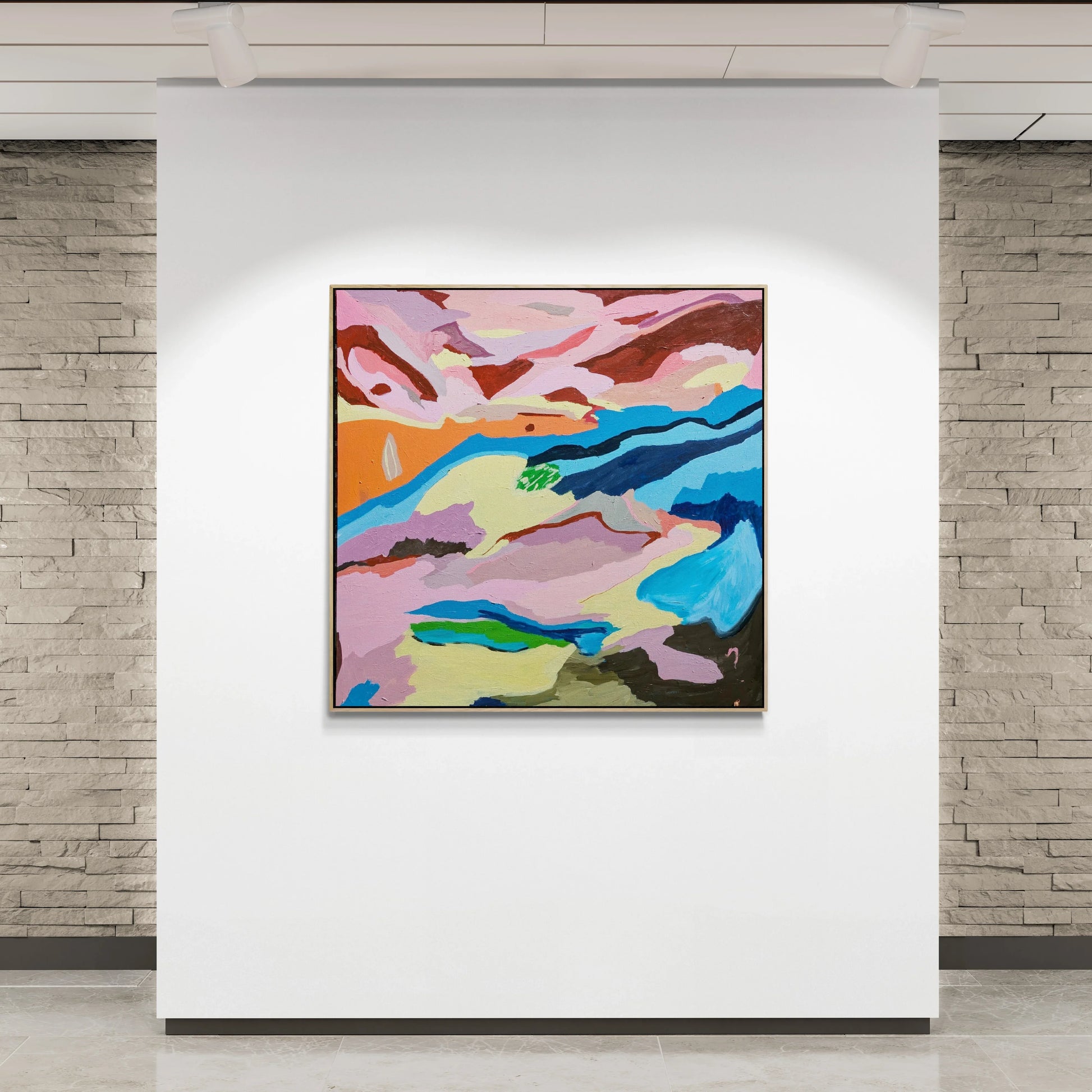 Ethereal Horizons – original abstract landscape in acrylic By Alpana Rai In situ