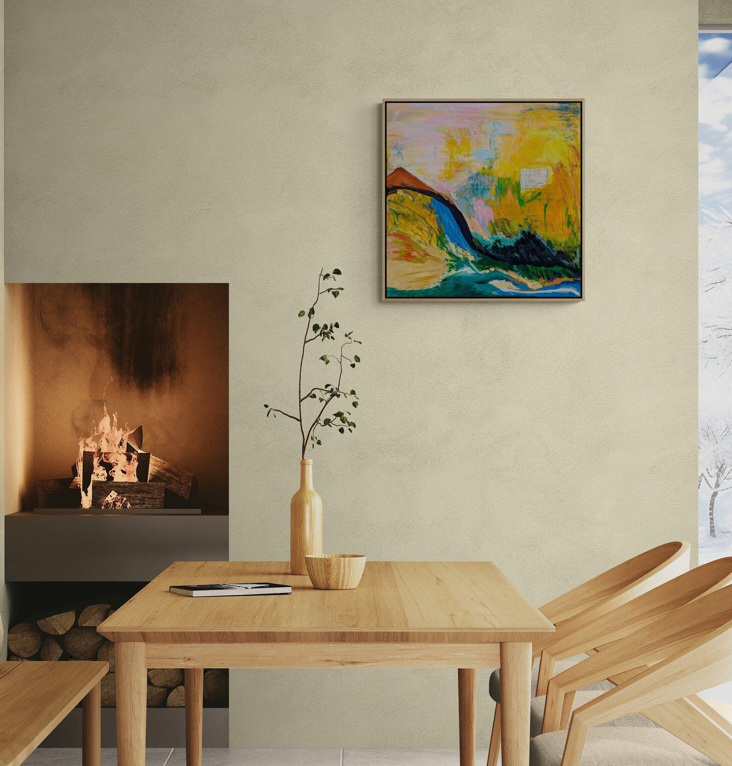 Never Stop Believing" Original Abstract Landscape Mixed Media 
Painting By Alpana Rai