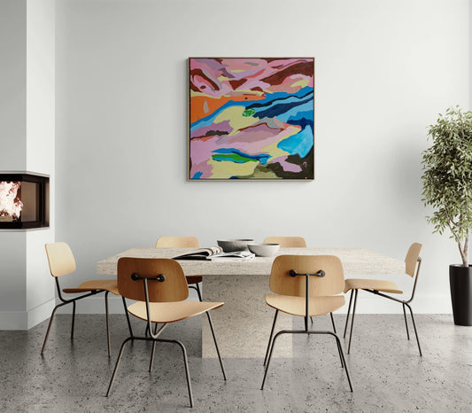 Ethereal Horizons – original abstract landscape in acrylic, 107 × 107 cm, By Alpana Rai