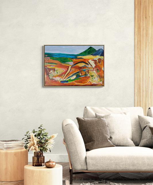 "Tracks Through the Ochre Plains" Original Abstract Landscape