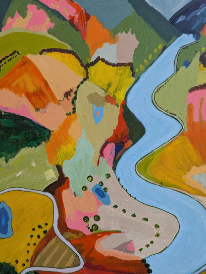 "Meandering Through Color" Abstract landscape By Alpana Rai