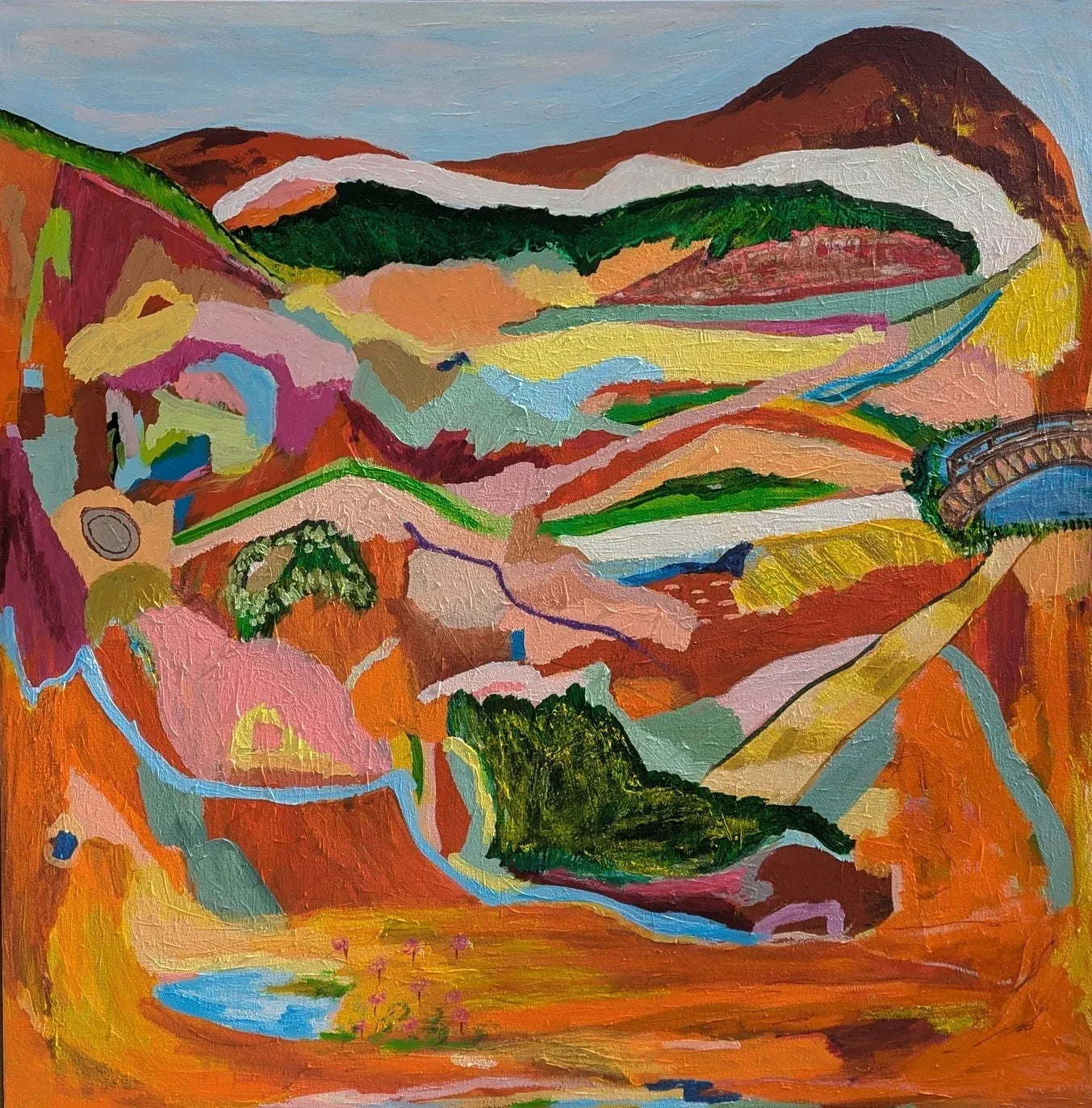"Hope and Happiness" original Abstract Landscape By Alpana Rai