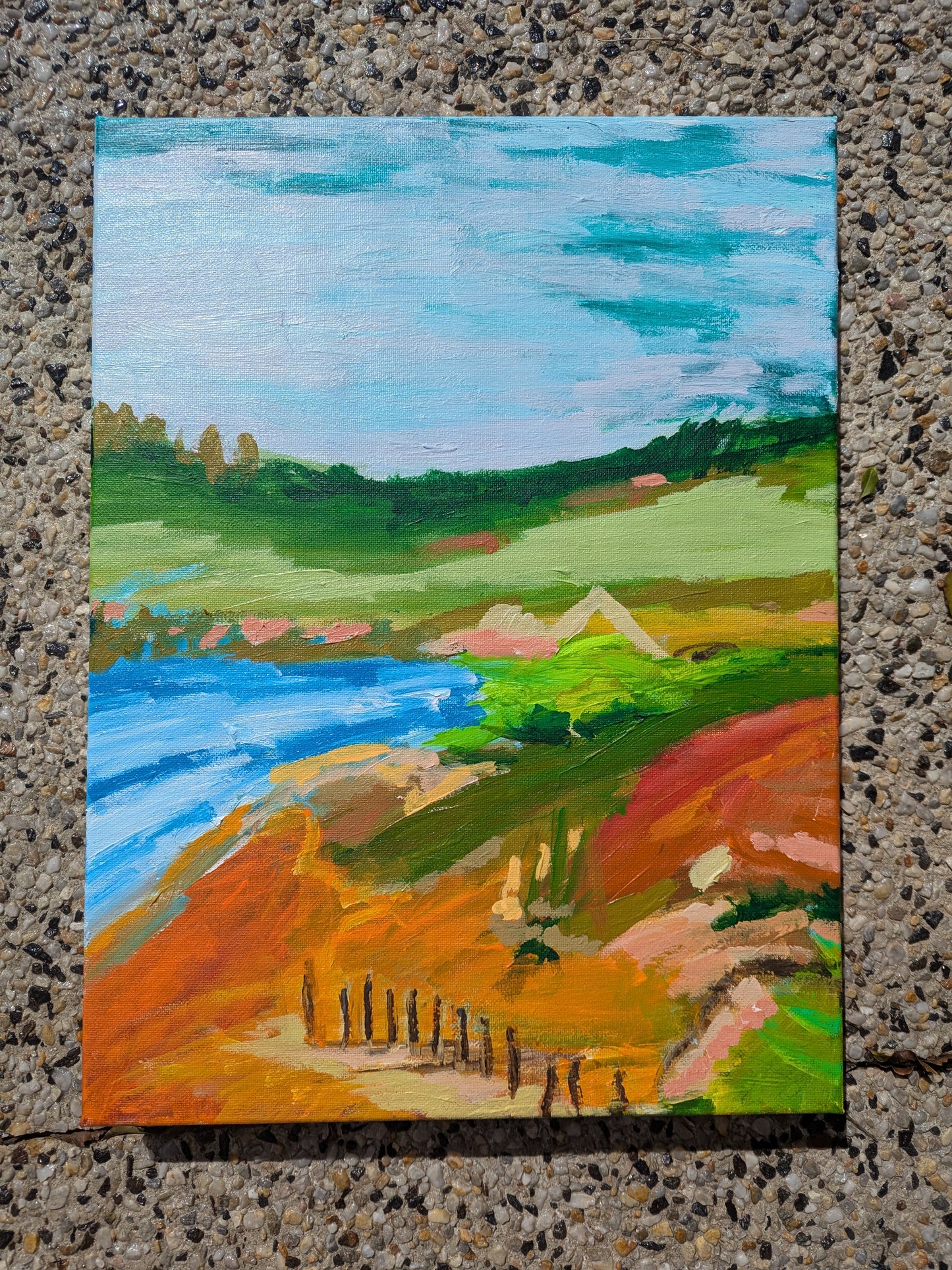 "Whispers of the River Bend" Abstract Landscape By Alpana Rai
