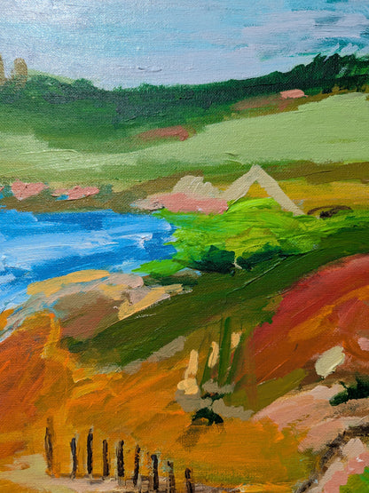 "Whispers of the River Bend" Abstract Landscape By Alpana Rai