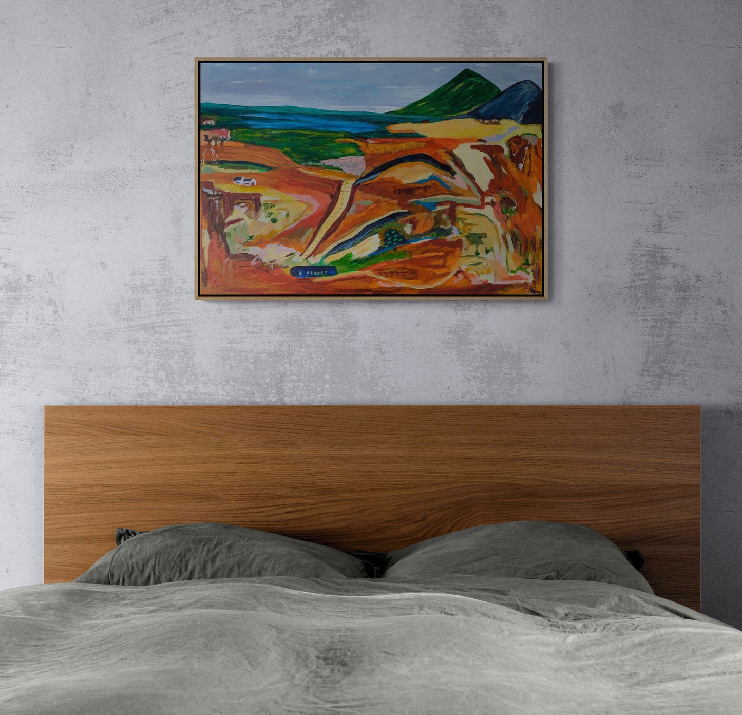 "Tracks Through the Ochre Plains" Original Abstract Landscape