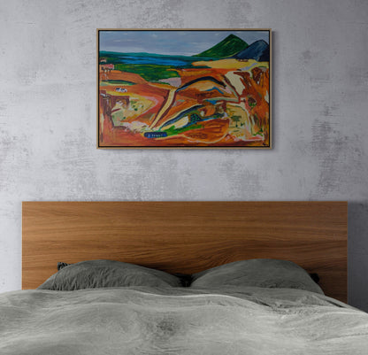 "Tracks Through the Ochre Plains" Original Abstract Landscape