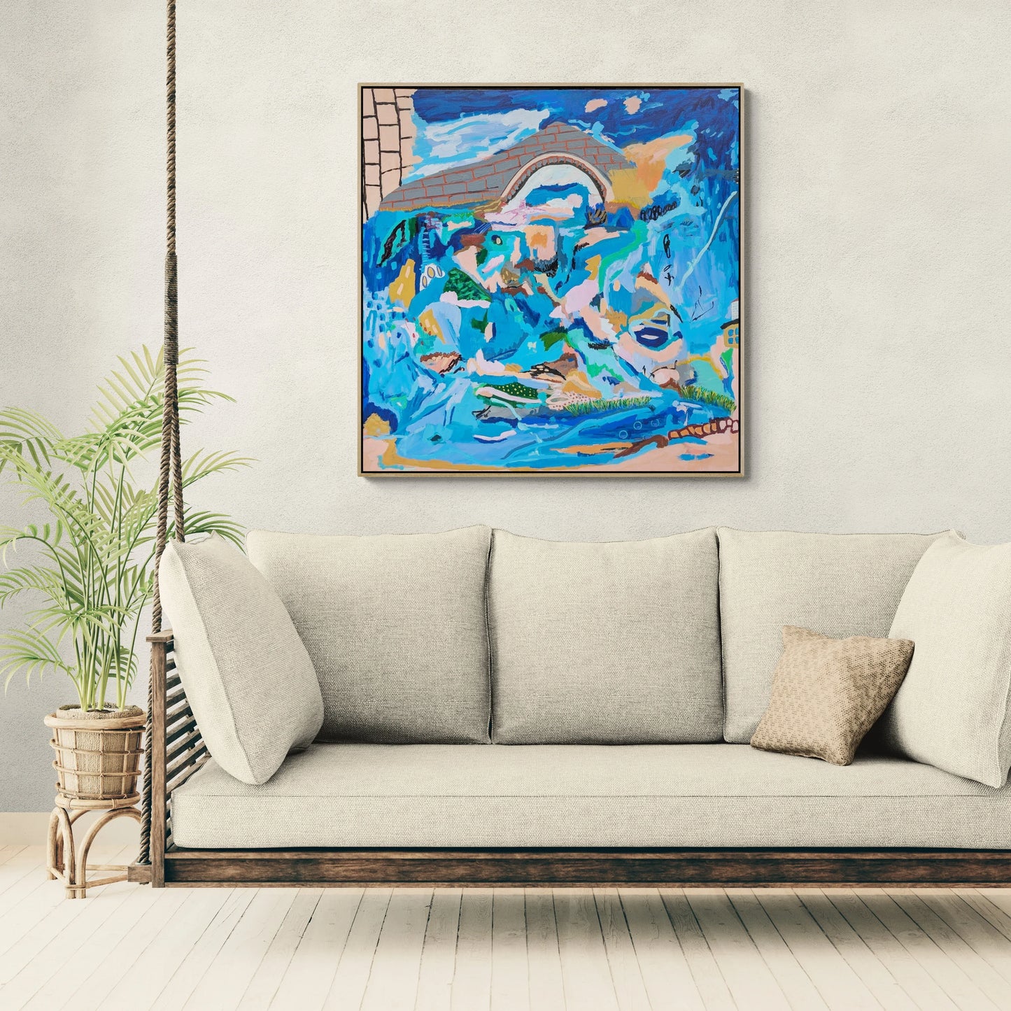 " Living Near Water 2 " Original Abstract Landscape By Alpana Rai - Alpana Rai Arts