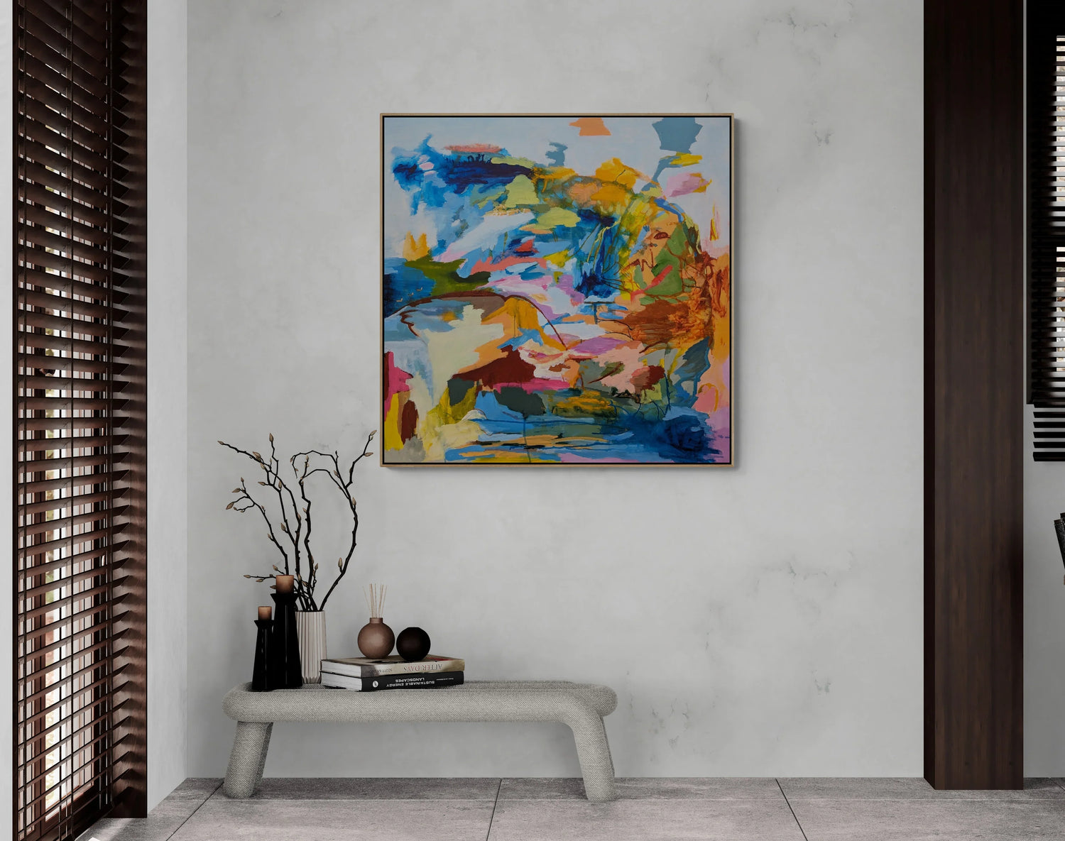 Storms & Rainbows painting showing in home interiors